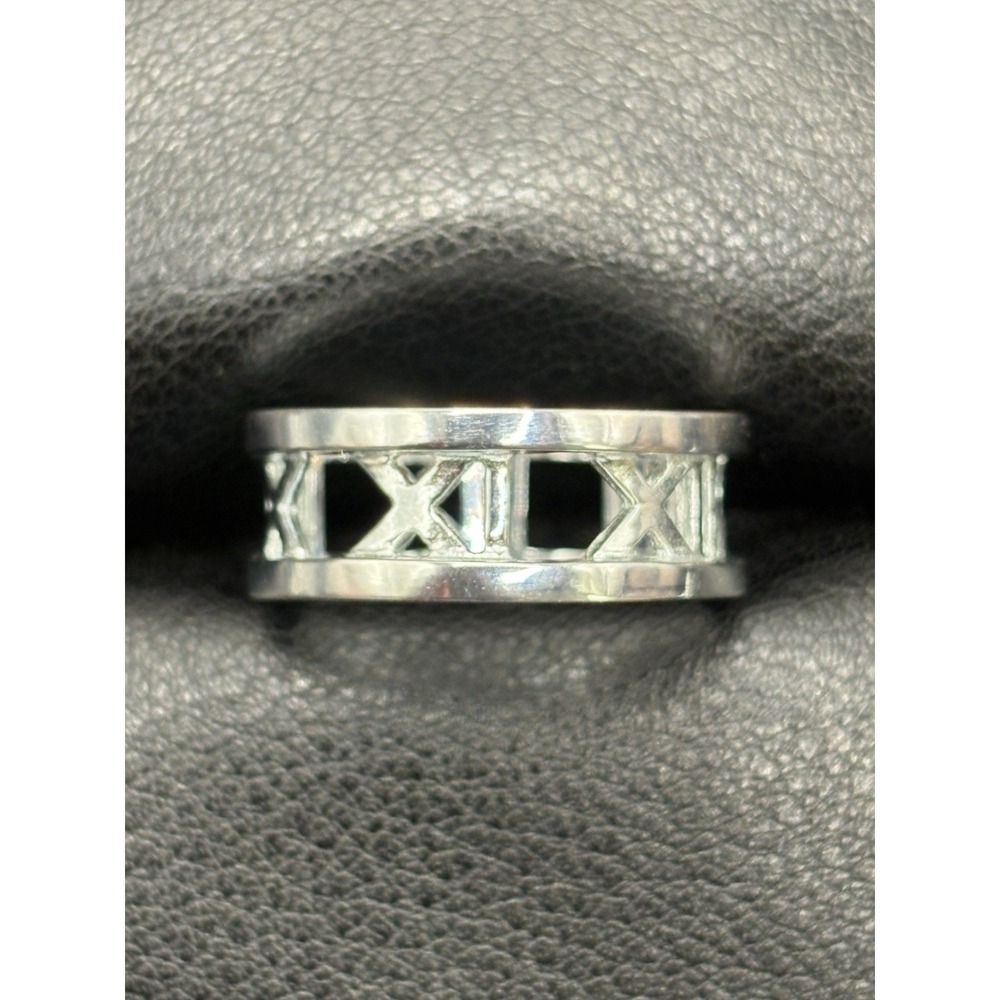 New Condition Sterling Silver Roman Numerals Open Ring Band Size 7 F23